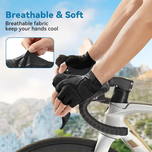 Miniatura 3 de Guantes de ciclismo para hombresmujeres-almohadilla de 0.197 in guantes de ciclismo de medio dedo bicicleta de carretera MTB guantes de bicicleta