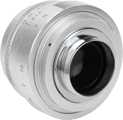 Miniatura 8 de Lente de cámara 1.378 in F1.6 CCTV C Mount enfoque manual Lente de apertura grande para lente M4/3 Fx Moun Arte y fotografía de belleza (plata)