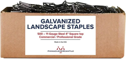 Pinnacle Mercantile USA Made 500-4 pulgadas galvanizado jardín paisaje tela ancla grapas grueso calibre 11 acero