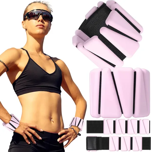 Miniatura 9 de Vinsot Pilates - Pesas de muñeca y tobillo para mujer, juego de 4 (2 libras cada una), pulseras con peso ajustables para piernas, para caminar