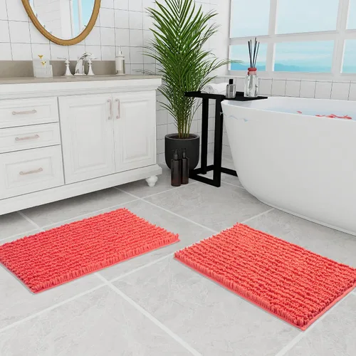 Miniatura 290 de Walensee Alfombra de baño antideslizante (24x17 pulgadas, rosa polvoriento) absorbente de agua, súper suave, lanuda de felpilla, lavable a máquina