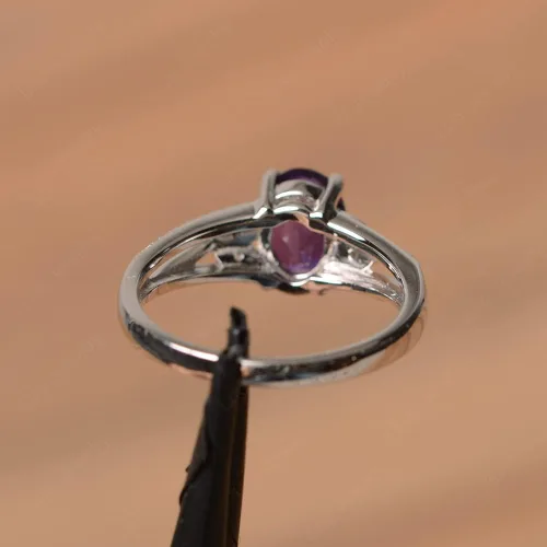 Miniatura 4 de LUO Anillo de compromiso de plata de ley 925 con forma ovalada de 0.315 x 0.236in con piedras preciosas vintage para mujer