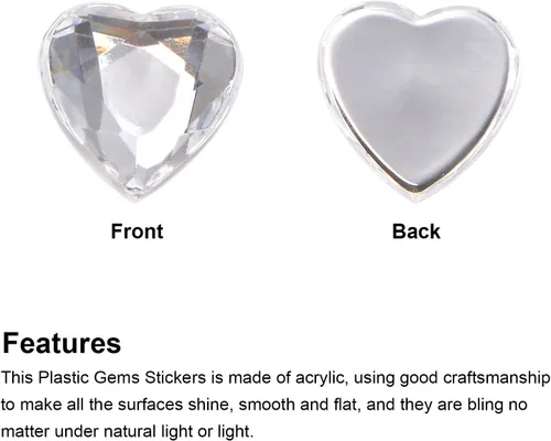 Miniatura 4 de MECCANIXITY 40 piezas de cuentas de acrílico con forma de corazón, 12 mm, con parte trasera plana, gemas de plástico para joyería, pegatinas