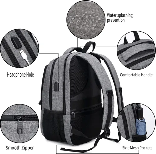 Miniatura 4 de Monsdle Mochila de viaje para laptop, mochilas antirrobo con puerto de carga USB, mochilas de viaje, bolsa de trabajo de negocios de 15.6 pulgadas