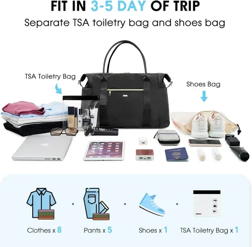 Miniatura 7 de WANDF For Spirit Airlines - Bolsa de viaje de 18 x 14 x 8 pulgadas, con aprobación por la TSA y bolsa de zapatos, bolsa de fin de semana, equipaje