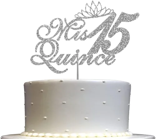 Miniatura 5 de Mis Quince 15 Quinceañera - Decoración para tartas con purpurina para quinceañera, ideas de decoración de fiesta de cumpleaños, decoración de alta