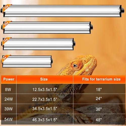 Miniatura 5 de Kit combinado de lámpara de reptil UVB T5 de 24 W - Tubo fluorescente UVB 10.0 para dragones barbudos, lagartos y tortugas - Luz de reptil UVA UVB