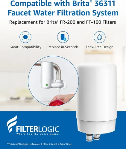 Miniatura 3 de Filterlogic Cartucho de filtro para grifos, repuesto para filtro Brita, sistema de filtración de agua Brita 36311, FR-200, FF-100, 100 galones
