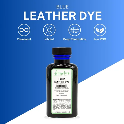 Miniatura 3 de Tinte de cuero Angelus - Tinte de cuero flexible para zapatos, botas, bolsos, manualidades, muebles y más 3oz, aplicador incluido (Azul)