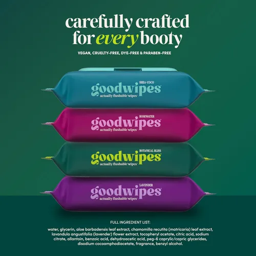 Miniatura 6 de Goodwipes Toallitas desechables para el trasero - Vitamina E y aloe - Seguras para alcantarillado y fosa séptica - Toallitas húmedas extra grandes