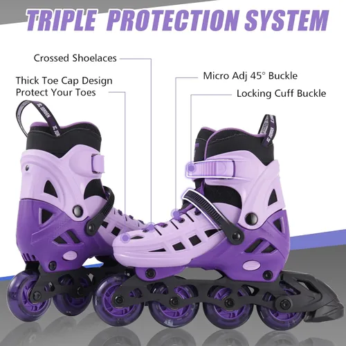 Miniatura 3 de Patines en línea para niños y niñas, 4 tamaños ajustables con ruedas en línea y ruedas completamente iluminadas para mujeres y hombres, carcasa