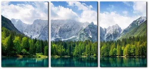 Miniatura 36 de Pacimo 3 Piezas Arte de Pared Verde Pintura Parque Nacional Yosemite Lago de Agua Clara Montañas Árboles Rocas Imágenes Impresiones en Lienzo