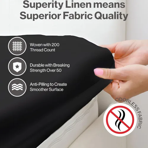 Miniatura 4 de Superity - Sábana bajera ajustable de lujo de calidad hotelera, 100% algodón, ultrasuave, amigable con la piel e hipoalergénica, bolsillo profundo