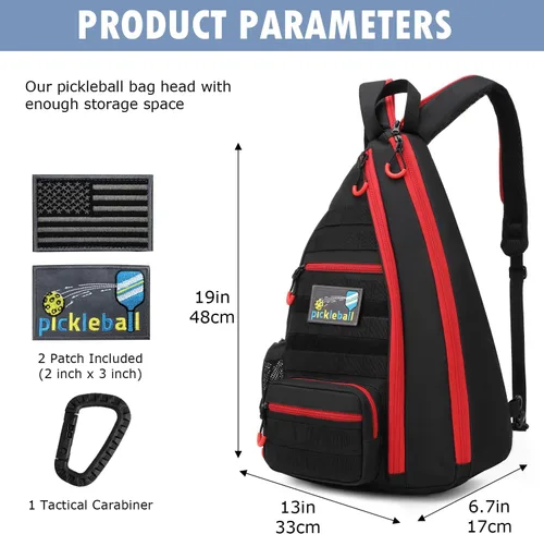 Miniatura 2 de Bolsa de pickleball SunForMorning, mochila táctica de pickleball para mujeres y hombres, bolsa de hombro ajustable con gancho de cerca y botella