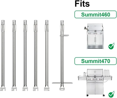 Miniatura 4 de SafBbcue 67557 Tubos de quemador de parrilla para parrillas de gas Weber Summit 460 470, repuesto para tubos de quemador Weber Summit, paquete de 6