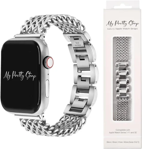 Miniatura 11 de My Pretty Strap - Compatible Apple Watch Band Strap, Stainless Steel Fashion iWatch Replacement Strap- Easy Resizing, No Tool Needed, Fits Most