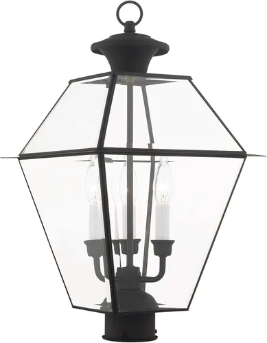 Miniatura 13 de Livex Lighting 2384-91 - Farol transitorio de tres luces post-top de Westover Collection en Pwt, Nckl, B/S, Slvr. acabado, 12.00 pulgadas