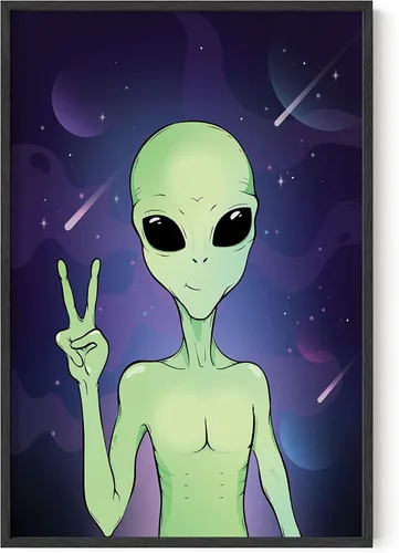 Miniatura 18 de HAUS AND HUES Trippy - Póster de alienígena - Decoración de habitación extraterrestre genial, póster psicodélico, arte de pared de alienígena