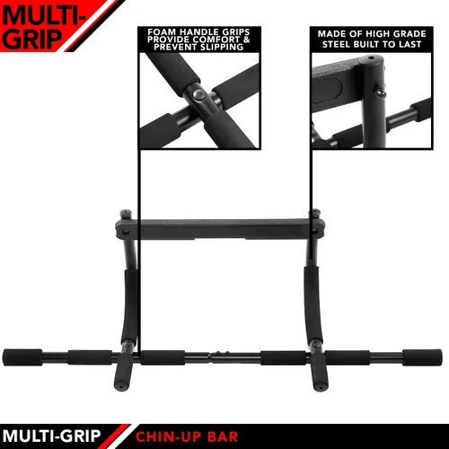 Miniatura 4 de JFIT Barra de barbilla multiagarre con 12 agarres acolchados, soporta hasta 300 libras