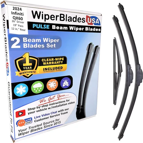 Miniatura 220 de WiperBladesUSA Juego de escobillas limpiaparabrisas con garantía de 1 año compatible con Infiniti M30 1990 (Juego de 2) Escobillas Pulsantes