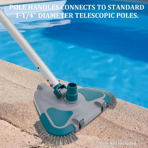 Miniatura 11 de Cabezal de Aspiradora Triangular con Peso Upgrade Pro Giratorio para Piscina con Cepillo y Mango EZ Clip - para Limpiar Superficie Seguro