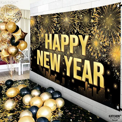 Miniatura 6 de KatchOn, Cartel extra grande de feliz año nuevo – 72 x 44 pulgadas Cartel para noche de fiesta de Año Nuevo Fondo de Nochevieja