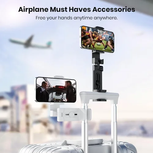 Miniatura 2 de Klearlook - Paquete de 2 soportes universales para teléfono de avión, rotación de 360 grados, soporte de teléfono esencial de viaje para escritorio