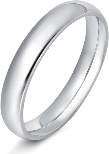 KAMASATO Anillos de acero inoxidable de 0.157 in y 0.236 in para mujeres y hombres, cúpula llana de alto pulido, plataoro, alianza de boda