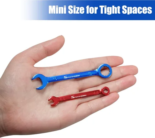 Miniatura 5 de SPEEDWOX Juego de 10 llaves pequeñas de color abiertas y de extremo de caja, cubiertas de color, juego de llaves enanas mini, juego de llaves