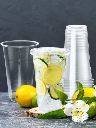 Miniatura 6 de NEEBAKE 75 juegos de vasos de plástico de 24 onzas con tapas - vasos desechables transparentes para café helado, batidos, malteadas, bebidas frías