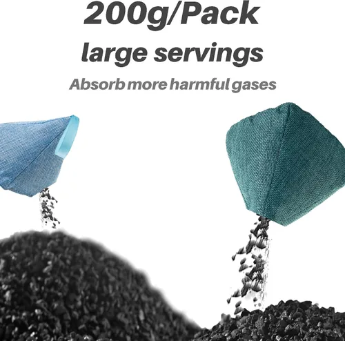 Miniatura 2 de Bolsas de carbón absorbentes de olores (3x200g) Bolsas de carbón de bambú activado purificadoras de aire Bolsas de carbón eliminadoras de olores 3