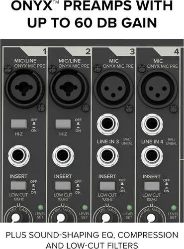 Miniatura 7 de Mackie ProFX10 GO Mezclador de Audio Analógico de 10 Canales con Batería, Bluetooth, Modos de Grabación USB-C, Efectos GigFX+, Preamplificadores