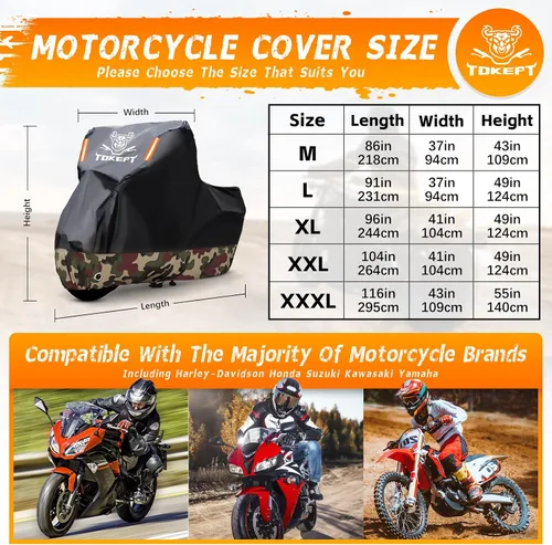 Miniatura 2 de Funda impermeable para motocicleta, bolsa de almacenamiento para exteriores, hecha de material resistente con agujeros de bloqueo y tira