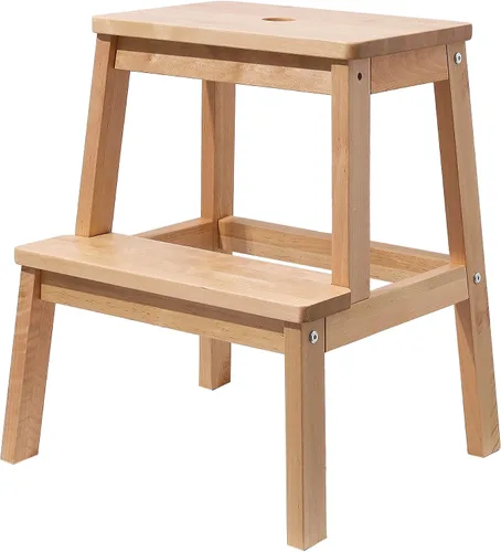 Miniatura 9 de HOUCHICS Taburete para adultos con 400 libras para ayudante de paso de noche para cocina, baño, dormitorio (madera)