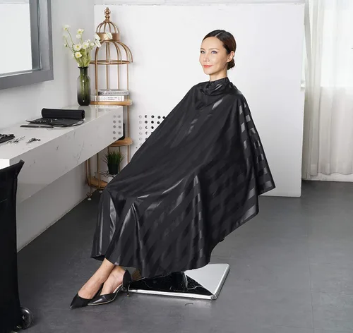 Miniatura 5 de Capa profesional de salón, poliéster, negro, 54'x62', capa de corte de pelo de peluquero