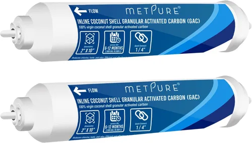 Miniatura 12 de Metpure Filtro de agua GAC en línea 2" x 10" x 3/8" OD. carbón activado granular de cáscara de coco para sistema de filtración de agua de ósmosis
