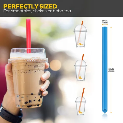 Miniatura 3 de 50 pajitas Boba envueltas individualmente, batido de plástico multicolor, batido gigante, pajitas grandes desechables de boca ancha