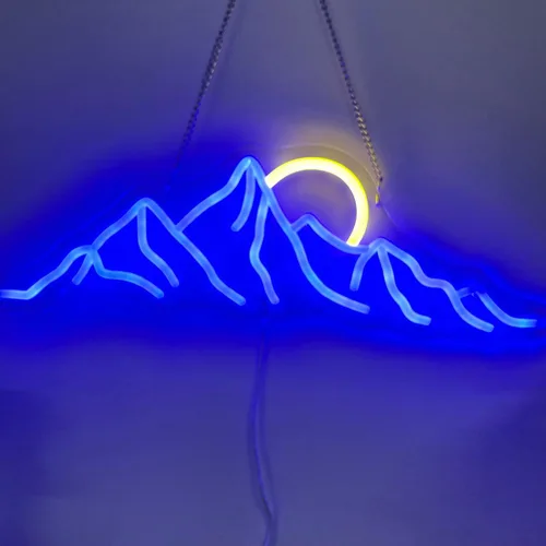 Miniatura 4 de Letrero de neón LED con diseño de montaña y puesta de sol de 18 pulgadas, letrero de neón con diseño de montaña y amanecer, regalos para la oficina
