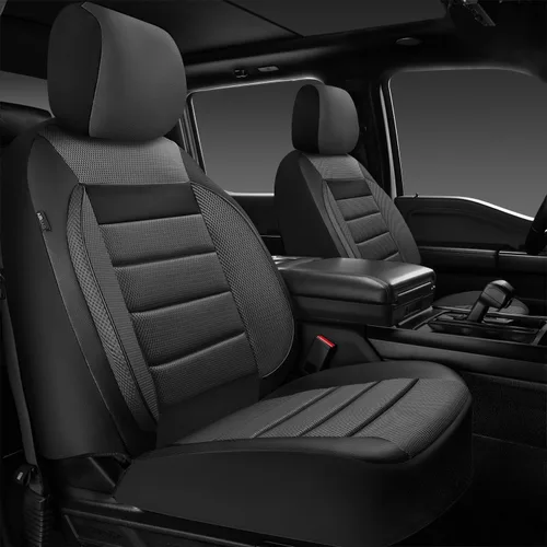 Miniatura 13 de CAR PASS Juego completo de fundas de asiento de automóvil de cuero con soporte lumbar de espuma 3D, fundas de asiento automotrices de malla de aire