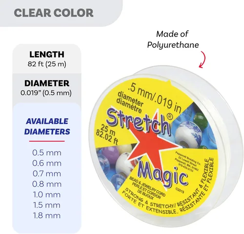 Miniatura 3 de Stretch Magic Cordón de cuentas y joyas, fuerte y elástico, fácil de anudar, color transparente, 0.020 in de diámetro, carrete de 82.0 ft (82 pies)