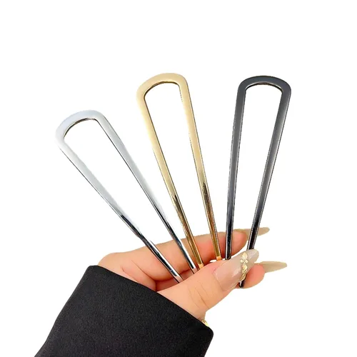 Horquillas francesas para mujer, 3 piezas, elegantes giros, moños y peinados sin daños en el cabello, pin francés de metal en forma de U de gran