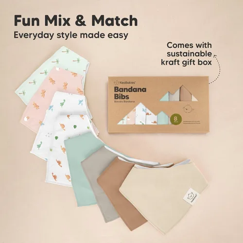 Miniatura 9 de KeaBabies Paquete de 8 baberos orgánicos tipo bandana para niños y niñas, baberos triangulares súper absorbentes para babear y dentición de bebés