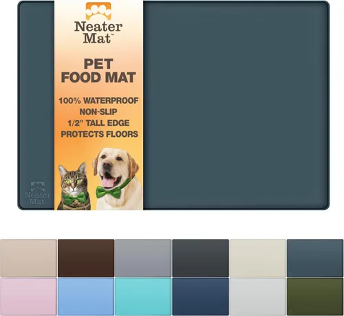 Miniatura 8 de Neater Pet Brands Neater Mat - Tapetes para mascotas para comida y agua, tapete de silicona impermeable, bandeja de alimentación, tapete de comida