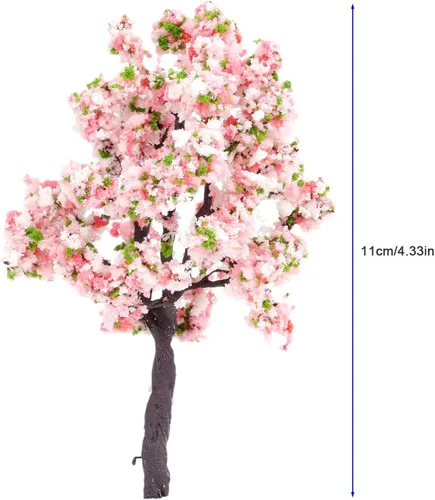 Miniatura 2 de Yetaha 10 unidades de árboles modelo de flores rosas, mini racimo de flores de vegetación, modelo de paisaje estático para bricolaje, paisaje