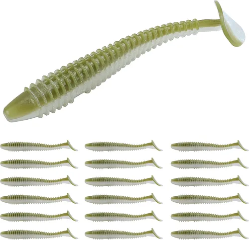 Miniatura 16 de RUNCL Swimbaits - Paleta de 10/20/30/40 unidades, cola de paleta de 5/4/3/2 pulgadas, señuelo suave para lubina de trucha, cebo de plástico duradero