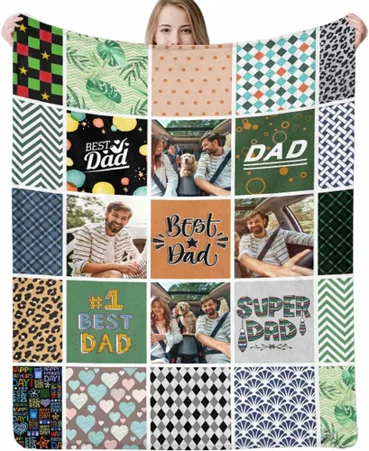 Miniatura 29 de Regalo para papá de hija manta personalizada con fotos, manta suave personalizada, regalo de cumpleaños para papá, manta del mejor papá del mundo