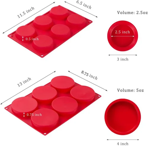 Miniatura 3 de Webake Moldes de silicona para bandeja redonda de disco de 3 y 4 pulgadas para pasteles, parte superior de muffins, bollo, natillas, tarta