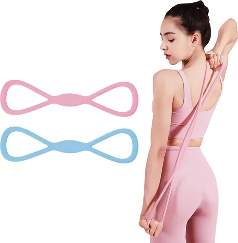 Adorila Paquete de 2 bandas de resistencia con asas, bandas de ejercicio de silicona para mujeres, bandas elásticas de fitness para brazos, espalda,