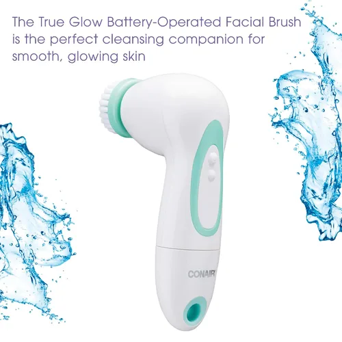 Miniatura 3 de True Glow by Conair - Cepillo de limpieza facial a pilas, limpiador facial sónico con 3 cabezales de cepillo, herramienta impermeable