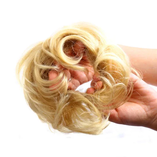 Miniatura 19 de Bella Hair - Rodete de extensión de cabello 100 % humano para banda elástica, extensión de cola de caballo ondeada, rizada o desordenada #2 Marrón